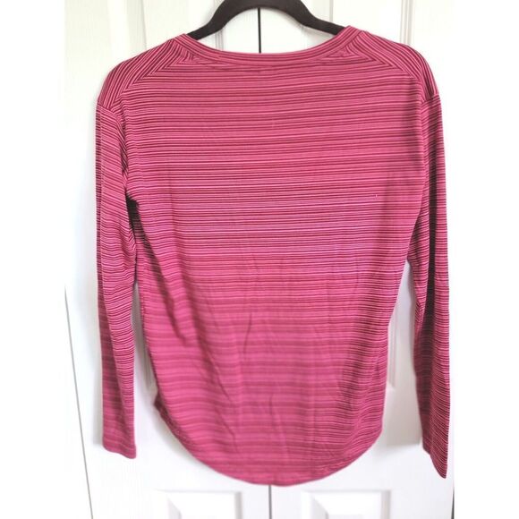 Athleta Cloudlight Stratus Striped Top Long‎ Sleeve Shirt  Pink Red Size XXS - Picture 2 of 5